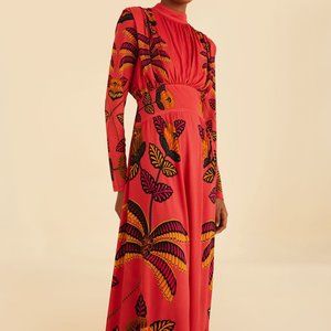 Farm Rio Blush Living Bloom  High Neck Maxi  Dress, Size M